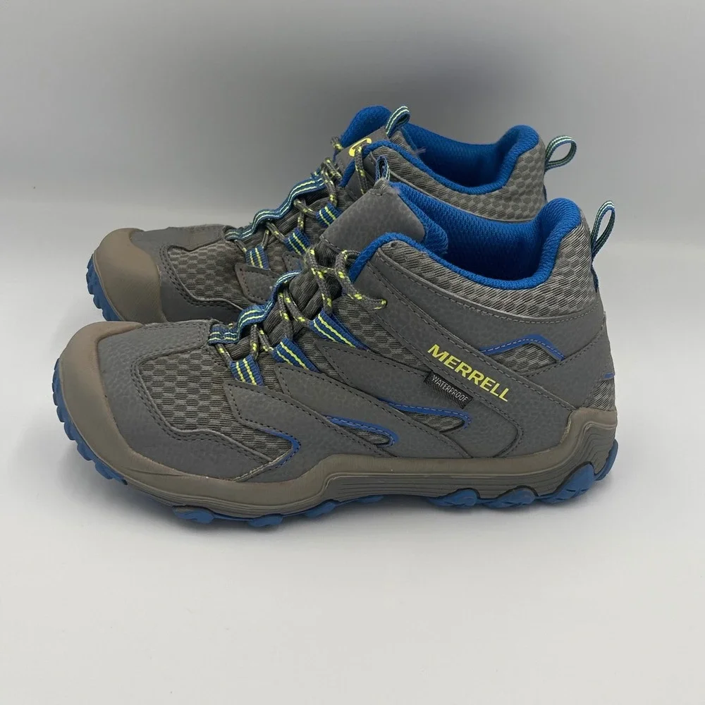 Merrell Kids Mid Waterproof Hiking Boots Grey Blue Chameleon 7 Size 2.5